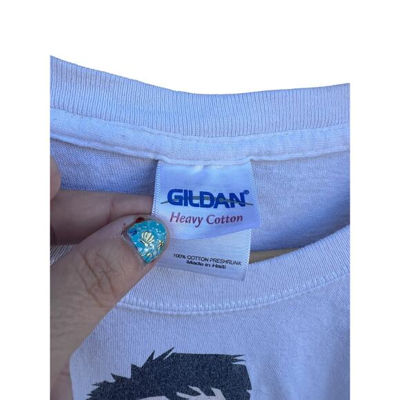 Harrahs Las Vegas Men's Promo T-Shirt Graphic White Defending the Caveman LARGE - Picture 4 of 4